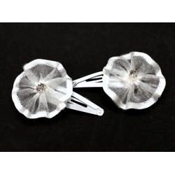 Dětské prolamovací sponky bílý kvítek (sada 2ks) PR17 Dětské prolamovací sponky bílý kvítek (sada 2ks) PR17