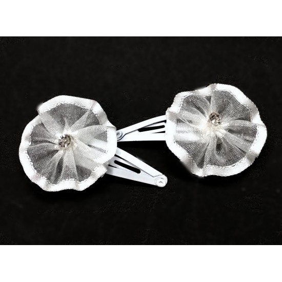 Dětské prolamovací sponky bílý kvítek (sada 2ks) PR17