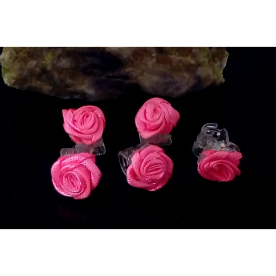 Malý skřipec do vlasů Adélka s růžičkou růžový tmavý (sada 5ks) A179a