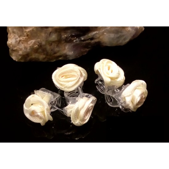 Malý skřipec do vlasů Adélka s růžičkou smetanový (sada 5ks) A179b