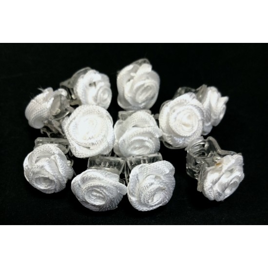 Malý skřipec do vlasů Adélka s růžičkou bílý (sada 5ks) A179