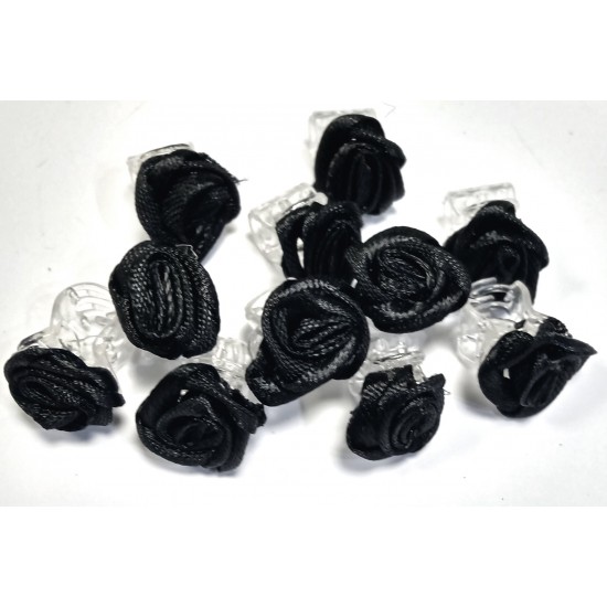 Malý skřipec do vlasů Adélka s růžičkou černý (sada 5ks) A179e