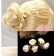 Malý skřipec do vlasů Adélka s růžičkou smetanový (sada 5ks) A179b