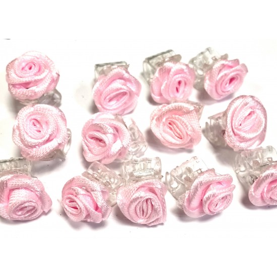 Malý skřipec do vlasů Adélka s růžičkou světle růžový (sada 5ks) A179c